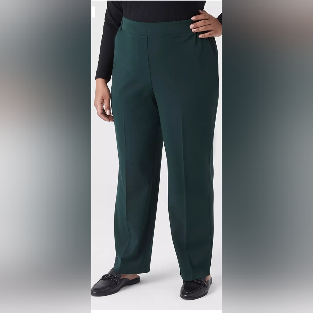 Lane Bryant Perfect Drape Pull-On Straight Leg Trouser Pant Green 20 NWOT